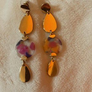 Gold, fuchsia, and blue earrings